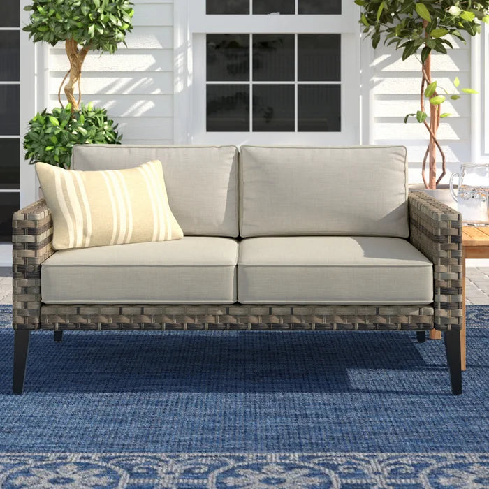 Doris 56.5'' Wide Outdoor Wicker Loveseat with Cushions
