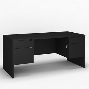 29" H x 66" W x 30" D Black Double Pedestal Desk MRM1196