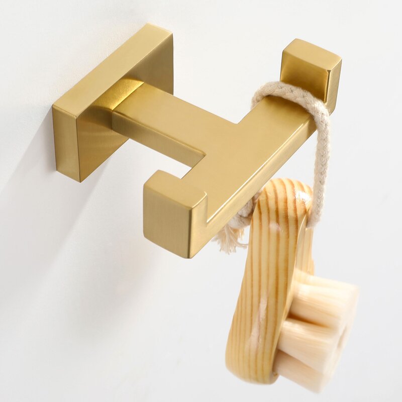 Brushed Gold Double Robe Wall Mounted Towel Hook (Part number: A9510E) GL1650