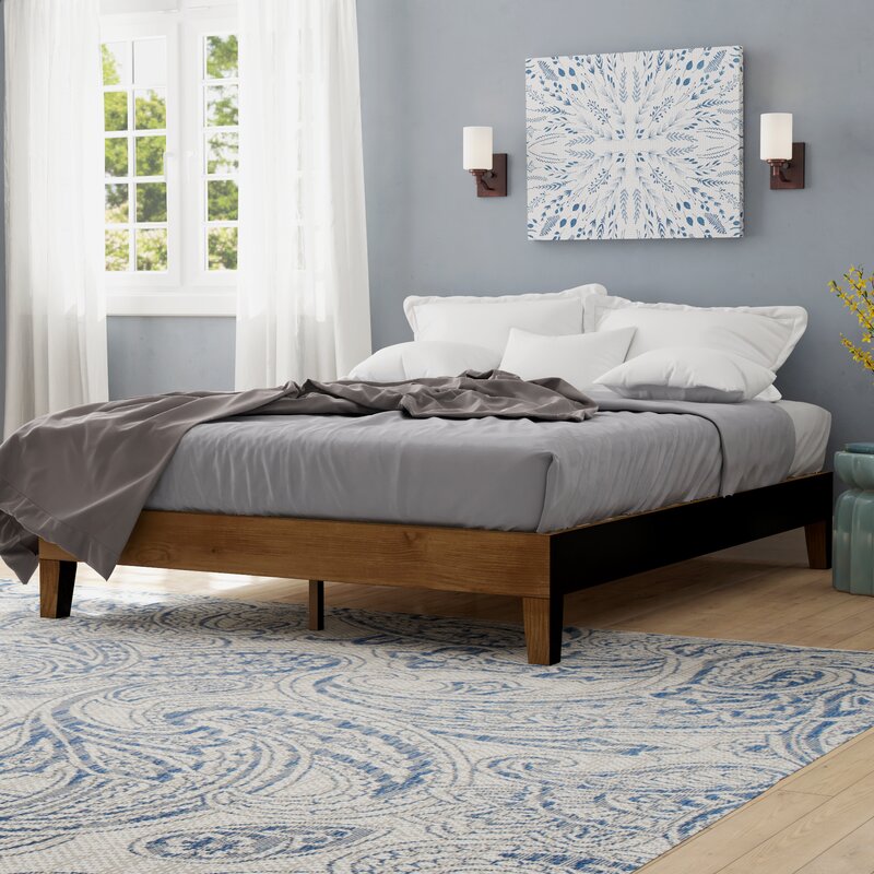 Queen Rustic Pine Deluxe Full/Double Solid Wood Low Profile Platform Bed 573AH