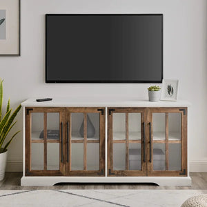 Brushed White/Rustic Oak Dougan TV Stand for TVs up to 65"