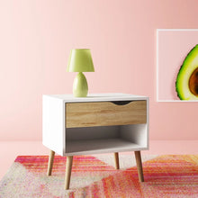 Load image into Gallery viewer, White/Oak Dowler 19.57&#39;&#39; Tall 1 - Drawer Nightstand
