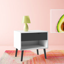 Load image into Gallery viewer, White/Black Matte Dowler 1 - Drawer Nightstand 2219AH

