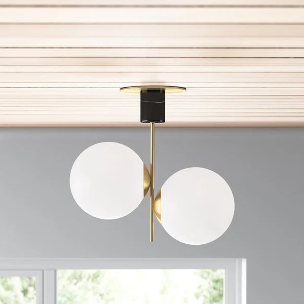 Drake 2 - Light 20'' Simple Globe Semi Flush Mount
