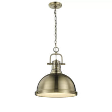 Load image into Gallery viewer, 16.5&quot; H x 14&quot; W x 14&quot; D Aged Brass Drakeford 1 - Light Single Dome Pendant
