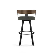 Load image into Gallery viewer, Single Charcoal Grey Polyester / Black Metal Drees Swivel Counter Stool #1623HW
