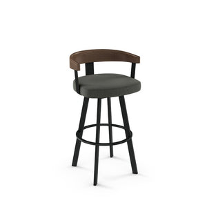 Single Charcoal Grey Polyester / Black Metal Drees Swivel Counter Stool #1623HW
