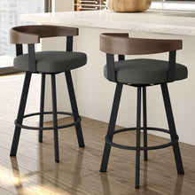 Load image into Gallery viewer, Single Charcoal Grey Polyester / Black Metal Drees Swivel Counter Stool #1623HW

