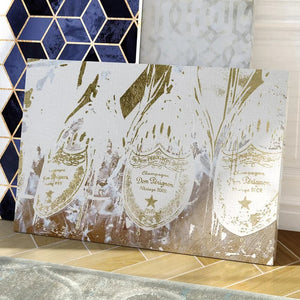 30" H x 45" W x 1.5" D Brown/Gold Drinks and Spirits Champagne Bottle Showers - Graphic Art Print on Canvas 916AH