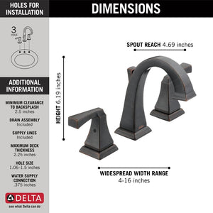 3551-RBMPU-DST Dryden Widespread Bathroom Faucet with Drain Assembly MRM1240