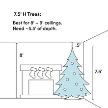 Load image into Gallery viewer, Dunhill Fir 7.5&#39; Blue/Green Artificial Christmas Tree with 750 Clear/White Lights
