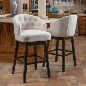 Set of Two 30.5" Bar Stools in Beige #9618