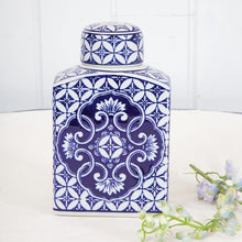 Load image into Gallery viewer, Blue Chinoiserie Square Ginger Jar #9852
