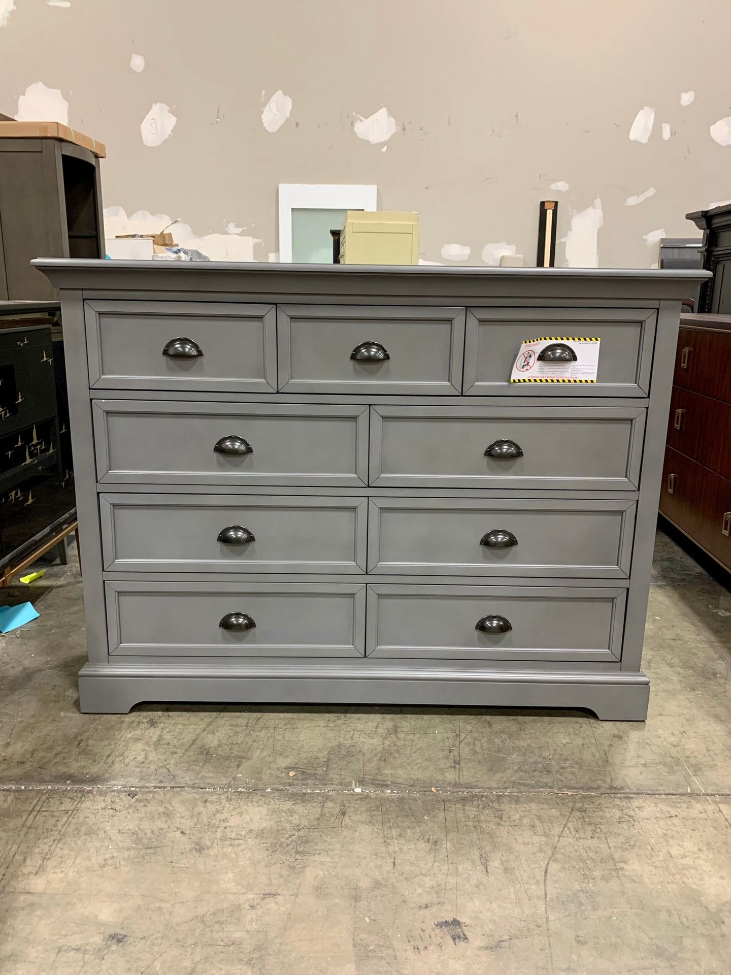 Gray Waltham 9 Drawer Double Dresser