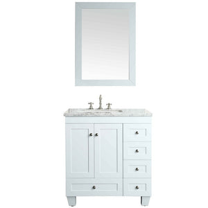 28" Bathroom Vanity with White Carrera Marble 3602RR