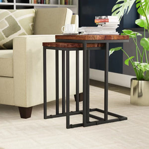 Eastville 26'' Tall Solid Wood C Table Nesting Tables, (Set of 2)