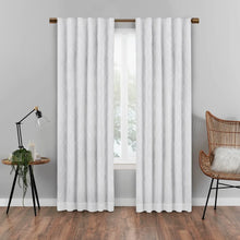 Load image into Gallery viewer, Eclipse Nora Geo Embroidery Absolute Zero Blackout Window Panel - 84 Inches - White - SET OF 2
