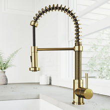 Load image into Gallery viewer, Matte Brushed Gold Edison Pull Down Single Handle Kitchen Faucet with Optional Soap Dispenser, EC1120
