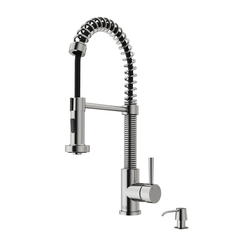 Stainless Steel Edison Pull Down Single Handle Kitchen Faucet with Optional Soap Dispenser, EC1135