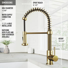 Load image into Gallery viewer, Matte Brushed Gold Edison Pull Down Single Handle Kitchen Faucet with Optional Soap Dispenser, EC1120
