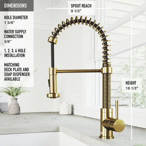 Matte Brushed Gold Edison Pull Down Single Handle Kitchen Faucet with Optional Soap Dispenser, EC1120