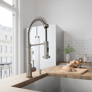 Stainless Steel Edison Pull Down Single Handle Kitchen Faucet with Optional Soap Dispenser, EC1135