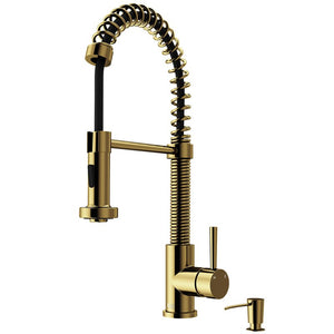 Matte Brushed Gold Edison Pull Down Single Handle Kitchen Faucet with Optional Soap Dispenser, EC1120