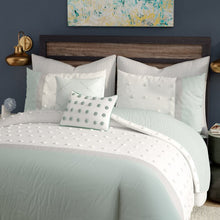 Load image into Gallery viewer, Queen Comforter+4 Shams+2 Throw Pillow Ivory Elaine 100% Cotton Percale Comforter Set
