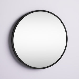 Black Elberta Round Metal Wall Mirror