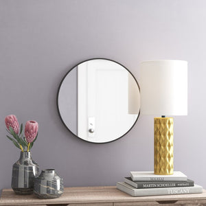 Black Elberta Round Metal Wall Mirror