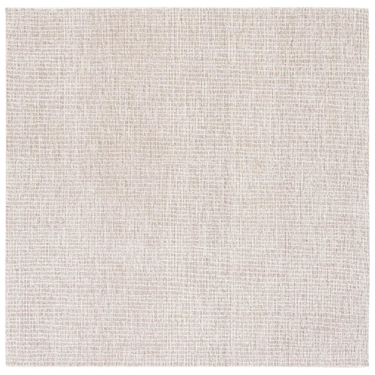 Eliesha Handmade Tufted Wool Area Rug in Ivory/Gray, Square 6'