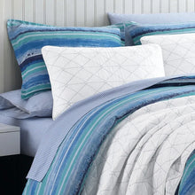Load image into Gallery viewer, Twin Quilt + 1 Sham Elissa Blue Standard Cotton 136 TC Reversible Quilt Set
