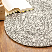 Load image into Gallery viewer, Elkhorn Gingham Handmade Braided Area Rug in Charcoal 3&#39; x 5&#39; oval
