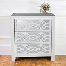 Load image into Gallery viewer, White Elkton 3 Drawer Mirrored Accent Chest
