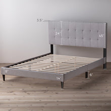 Load image into Gallery viewer, Elmina Tufted Solid Wood and Upholstered Low Profile Platform Bed 7779
