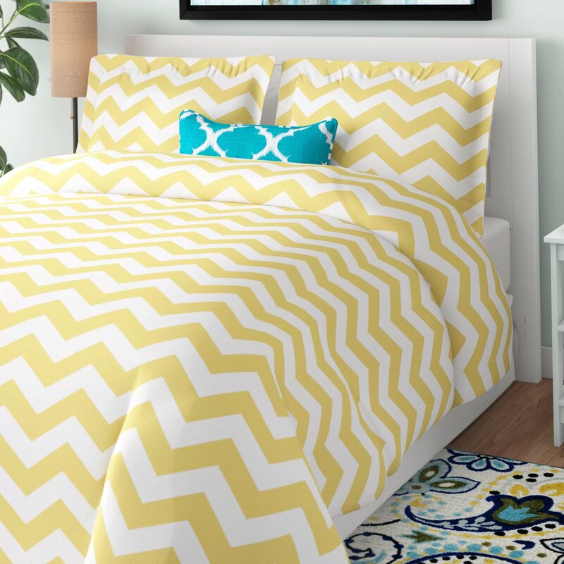 Twin Duvet Cover + 1 Sham Yellow Elnora Duvet Cover Set 330AH