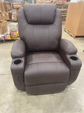 Load image into Gallery viewer, Lacoo Power Lift Recliner with Massage and Heat, Brown Faux Leather **AS IS**
