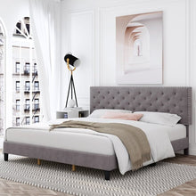 Load image into Gallery viewer, Full Emanuell Tufted Upholstered Platform Bed with Adjustable Headboard
