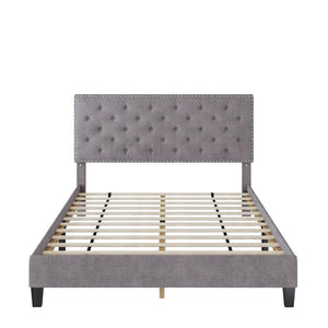 Full Emanuell Tufted Upholstered Platform Bed with Adjustable Headboard