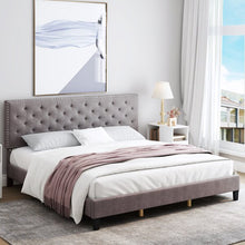Load image into Gallery viewer, Full Emanuell Tufted Upholstered Platform Bed with Adjustable Headboard
