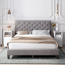 Load image into Gallery viewer, Full Emanuell Tufted Upholstered Platform Bed with Adjustable Headboard
