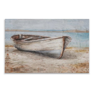 18" H x 27" W x 1.5" D Embellished Whitewashed Boat - Print