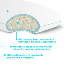 Load image into Gallery viewer, Encased Cooling Shredded Memory Foam Plush Support Pillow 4541RR
