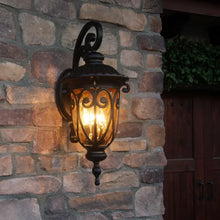 Load image into Gallery viewer, Erickson Oil Rubbed Bronze Hammered Glass Outdoor Wall Lantern small
