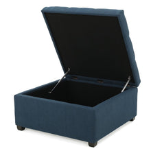 Load image into Gallery viewer, Ernestine 35&quot; Tufted Square Storage Ottoman Dark Blue #AD5
