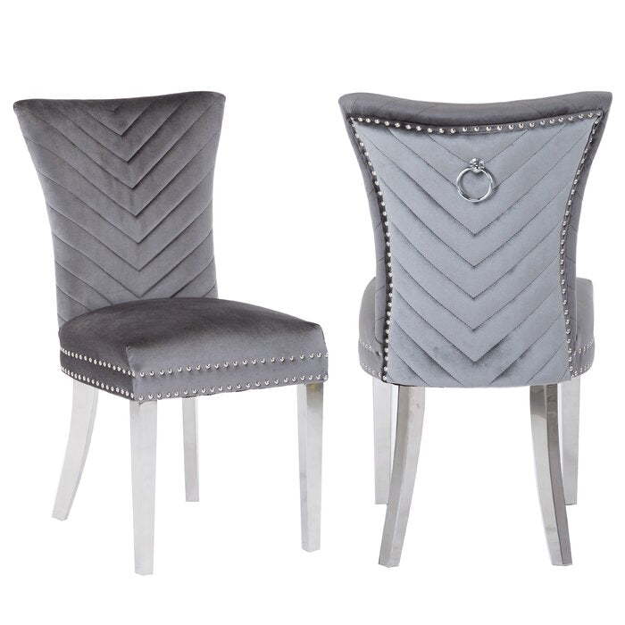 37.04'' H X 18'' W X 25.5'' D Escalera Velvet Wing Back (Set of 2)