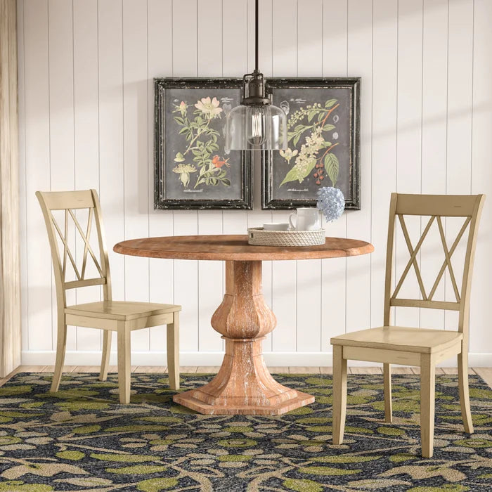 Buttermilk Eshell Solid Wood Cross Back Side Chair (Set of 2)