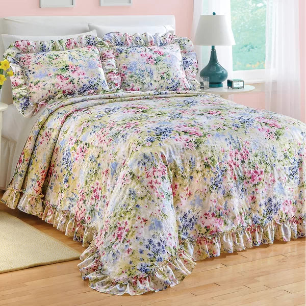 King Bedspread Ethanjacob Green/Pink/Blue Organic Polyester,Cotton Coverlet / Bedspread