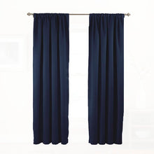 Load image into Gallery viewer, Evangelina Navy Solid Room Darkening Rod Pocket Single Curtain Panel - Set of 4 (GL7)
