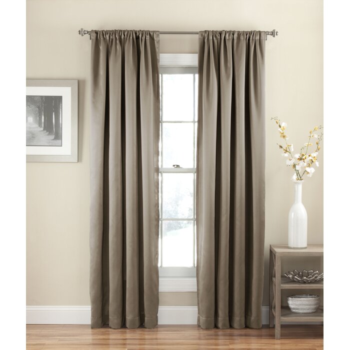 Evangelina Solid Room Darkening Rod Pocket Single Curtain Panel in Mushroom (set of 2) 313ms